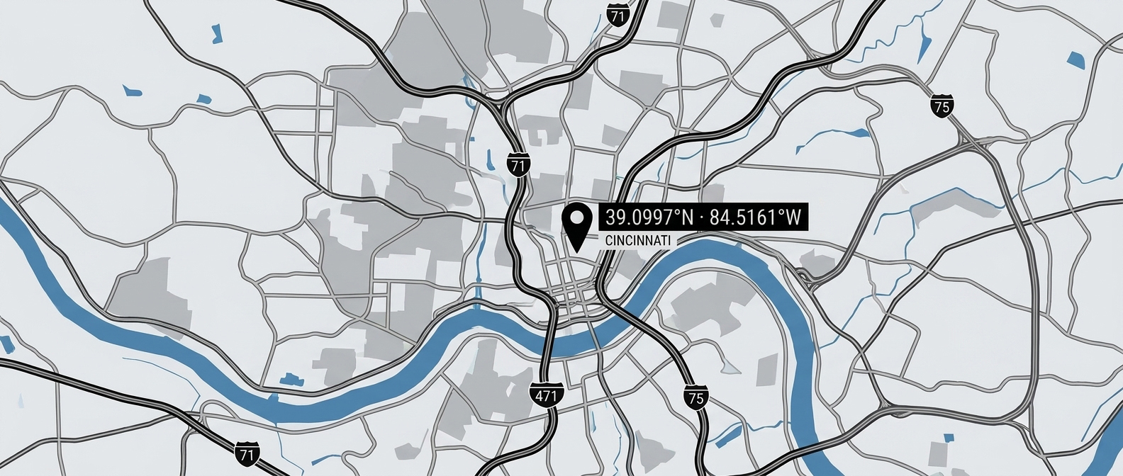 Carte indiquant l'emplacement des bureaux d'Aleyant à Cincinnati